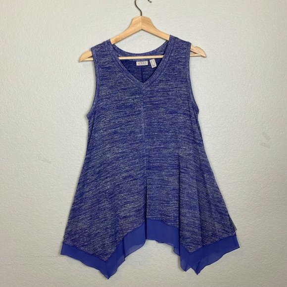 LOGO Lori Goldstein Space Dye Sweater Tank Top Size XS Sleeveless Blueberry - Picture 4 of 12